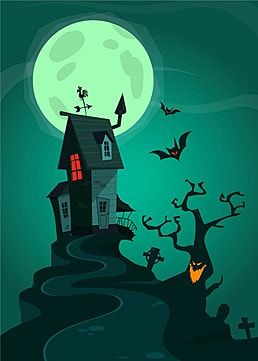 Creepy Haunted House, Haunted House Drawing, Creepy Backgrounds, Cartoon Trees, House Cartoon, Creepy Houses, Night Illustration, Dollar Store Halloween, Spooky Trees