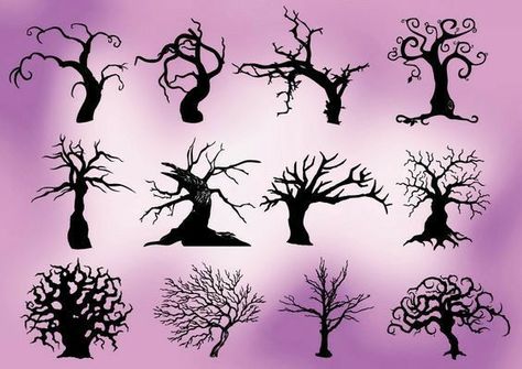 Halloween Gingerbread House Ideas, Nine Tim Burton, Scary Tree, Spooky Mansion, Haunted Tree, Fantasy Map Making, Tree Painting Canvas, Spooky Trees, Halloween Silhouettes