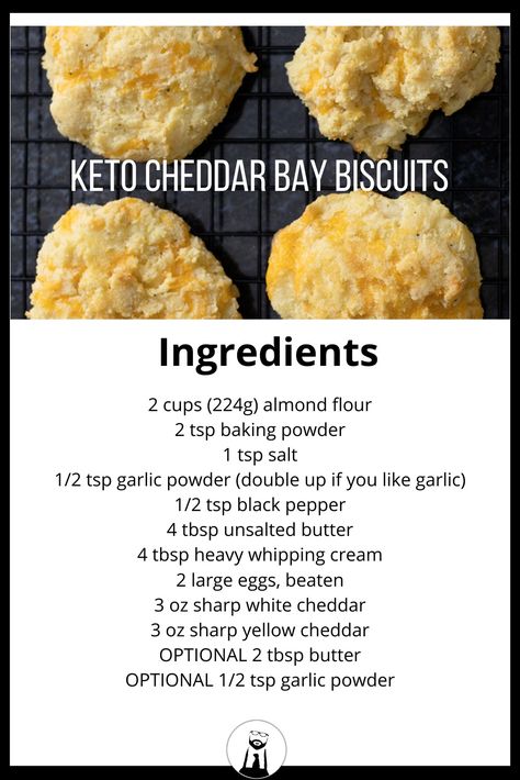 Keto Cheddar Bay Biscuits – i.e. the low carb version of the Red Lobster biscuits you've been craving.  And this keto/low-carb version is sure to please and kick those carb cravings.
#keto #ketolife #lowcarb #lowcarbrecipe Keto Red Lobster Biscuits, Low Carb Cheddar Bay Biscuits, Keto Red Lobster Cheddar Bay Biscuits, Keto Cheddar Bay Biscuits, Keto Cheddar Biscuits, Lobster Biscuits, Ketone Recipes, Red Lobster Biscuits, Carb Cravings