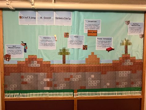 Minecraft Bulletin Board Ra, Minecraft Bulletin Board, Ra Boards, Ra Ideas, Kids Ministry, Floor Ideas, Sleep Schedule, Children's Ministry, Senior Year