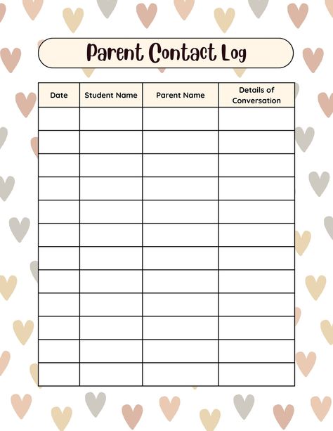 Neutral Boho Teacher Parent Contact Log - Templates by Canva Parent Contact Log For Teachers, Parent Contact Log, Pink Classroom, Parent Communication Log, Elementary Classroom Themes, Parent Teacher Communication, Boho Teacher, Teacher Work, Teacher Forms