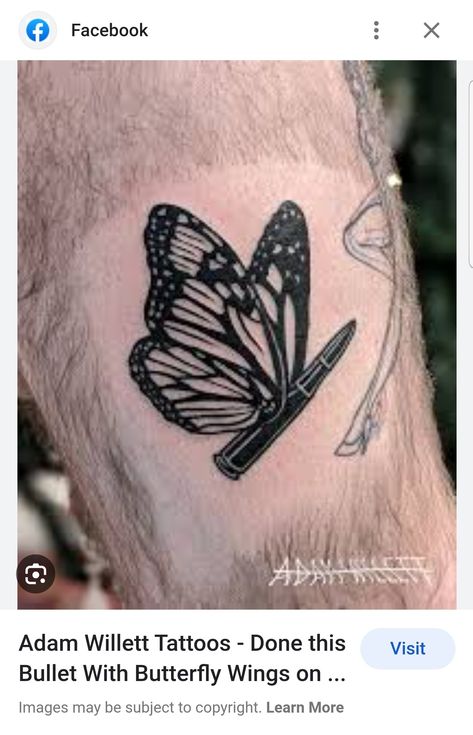 Butterfly Wings Tattoo, Bullet Tattoo, Butterfly Wing Tattoo, Wings Tattoo, Butterfly Wings, Tatting, Tattoos