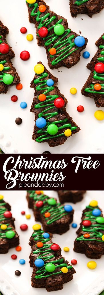 Christmas Tree Brownies | Transform a simple pan of brownies into a festive, delicious treat! Tree Brownies, Christmas Tree Brownies, Fun Christmas Tree, Christmas Brownies, Easy Christmas Treats, Christmas Desserts Easy, Christmas Baking Recipes, Christmas Food Desserts, Christmas Snacks