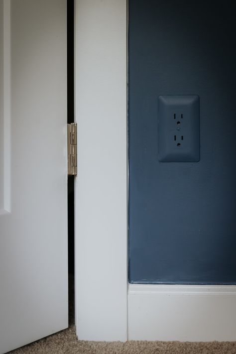 Upgrade Light Switch Covers, Painted Wall Outlets, How To Cover Outlets On Wall, Painting Electrical Outlets, Wall Outlet Covers Ideas, Outlets On Dark Walls, How To Paint Outlet Covers, Paintable Outlet Cover, Painting Switch Plate Covers