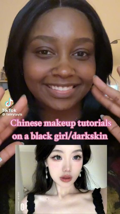 #makeup #tutorial #chinese #blackgirl Chinese Makeup, Soft Makeup Looks, Simple Makeup Tips, Doll Eye Makeup, Makeup For Black Skin, Beauty Makeup Tutorial, Brown Skin Makeup, Makeup Artist Tips, Makeup Help