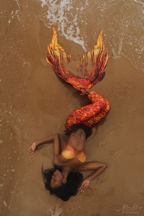 Maria Mirage Photography | Mermaid Tales Mermaid Photography Photo Shoots, Orange Mermaid Aesthetic, Black Mermaid Aesthetic, Mermaid Fairytale, Mirage Photography, Ariel Black, Mermaid Photo Shoot, Fantasy Photoshoot, Mermaid Gifs