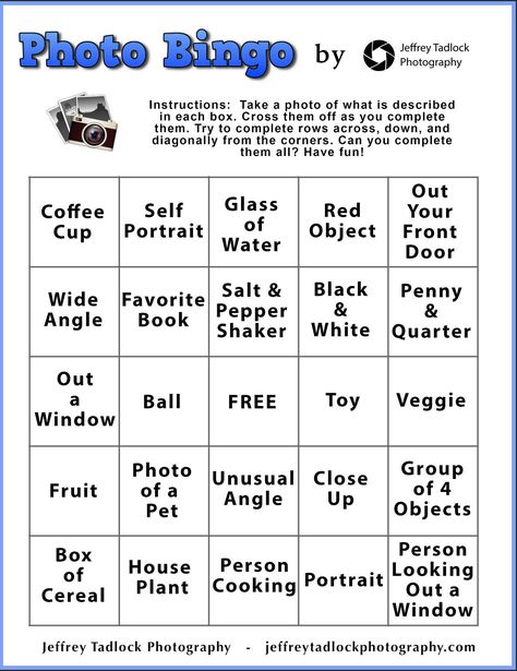 Photo Bingo Bingo Pictures, Grove City Ohio, Volunteer Ideas, Custom Bingo Cards, Photography Instruction, Kranjska Gora, Work Games, Free Printable Bingo Cards, Bingo Card Template