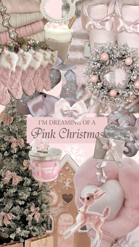 pink christmas Pink Christmas Wallpaper, Pink Christmas Bedroom, Dreaming Of A Pink Christmas, A Pink Christmas, Pink Pink Pink, Wallpaper Set, Christmas Dreaming, Xmas Wallpaper, Pink Xmas