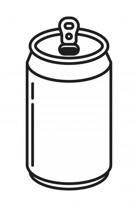 Soda Can Tattoo, Cute Black And White Icons, Beer Can Tattoo, Beer Can Drawing, Soda Can Drawing, Soda Tattoo, Bottle Icon, Can Of Beer, Bottle Vector