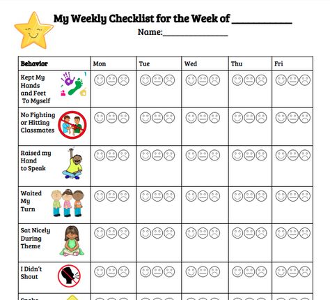 A checklist for younger students to monitor classroom behavior and communicate with parents.  Made by me, Julia1 Behaviour Checklist Special Needs, Behavior Checklist For Students Daily, Behavior Monitoring Chart, Behavior Checklist, Behavior Chart Kindergarten, Self Monitoring Checklist Student, Daily Behavior Chart Preschool, Preschool Behavior Chart Printable, Behavior Charts For School