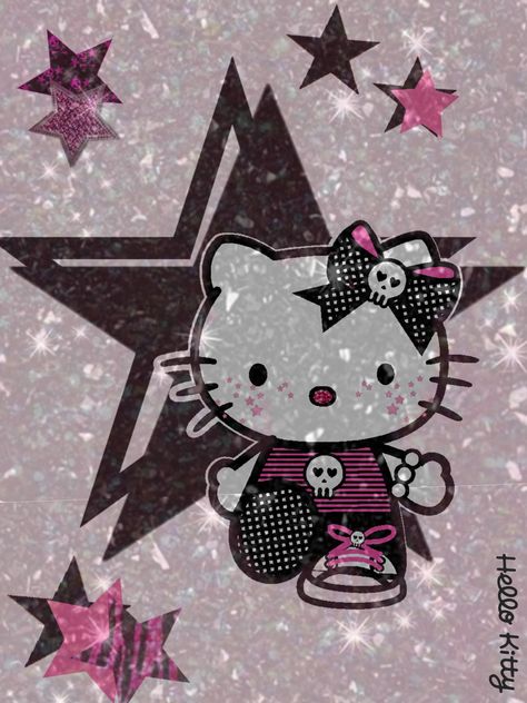 Hello Kitty Grunge, Y2k Poster, Hello Kitty Sanrio, Black Y2k, Pink Black, Hello Kitty, Kitty