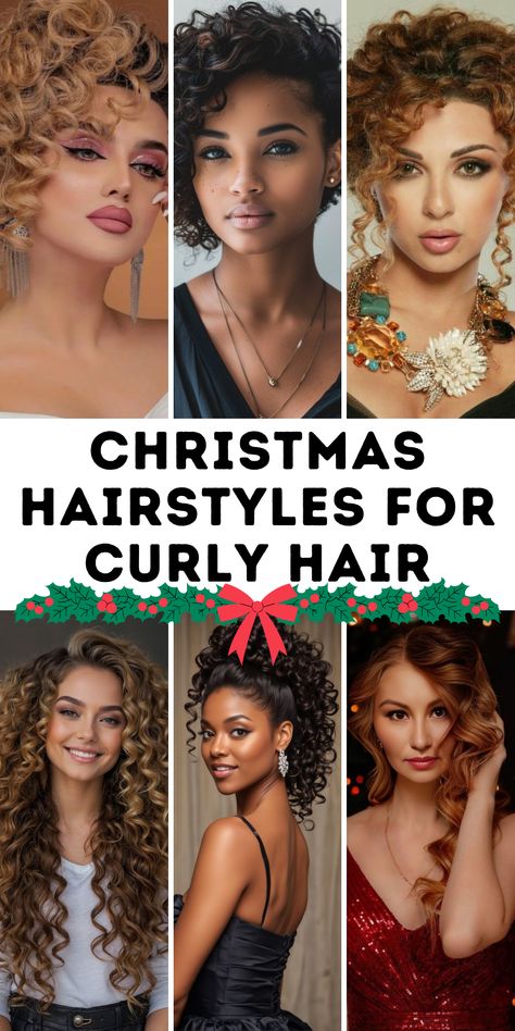 Discover 15 Christmas hairstyles for curly hair that will make you shine at every festive event in 2024-2025. These cute and easy styles are perfect for kids and adults alike. From simple updos to playful curls, these holiday looks are designed to bring out the best in your natural curls. These hairstyles will help you stand out with ease and style. Curly Hair Holiday Styles, Christmas Hairstyles For Curly Hair, Women's Winter Outfit, Simple Updos, Christmas Hairstyle, Latest Winter Fashion, Hair Mistakes, Elegant Coats, Trend 2024