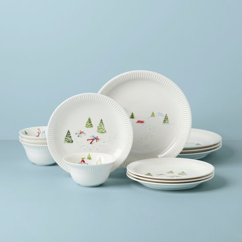 Modern Dinnerware Sets | Lenox | www.lenox.com – Lenox Corporation Holiday Glassware, Dinnerware Set Modern, Green Dinner Plates, Snow Activities, Curtain Rod Hardware, Lenox China, Modern Dinnerware, Glass Dinnerware, Holiday Snowflakes