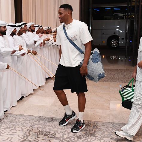 denver in abu dhabi. russ’ (preseason) debut with the nuggets is friday morning. Russell Westbrook Outfits, Westbrook Outfits, Outfits Vintage, Russell Westbrook, Friday Morning, Refashion Clothes, Athletic Outfits, Sports Illustrated, Friday Sale