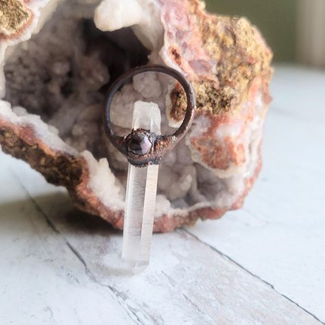 Crystal Pendant, Lemurian Quartz and Sugilite, Spiritual Jewelry, Electroformed Necklace, Boho Fashion, Witchy Style, Fairy Core by FalconandFinch on Etsy