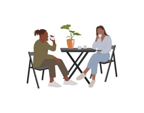 Cafe Vector Illustrations, People Sitting At Table, Cafe People, Vector Furniture, Cafe Illustration, Flat Vector People, Coffee House Cafe, Vector Illustration People, Render People