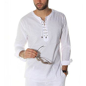 White Beach Shirt, Loose Fit Shirts, White Beach, Tunic Shirt, Pullover Shirt, Lace Shirt, Long Sleeve Tunic, Mens Street Style, Mens Fashion Casual