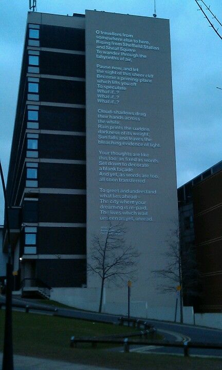 Andrew Motion poem, Sheffield Hallam University Uni Motivation, Sheffield Hallam University, Student Accommodation, Local Art, Study Abroad, Sheffield, Yorkshire, Skyscraper, Mood Board