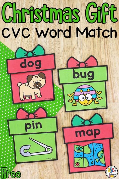 This Christmas Present CVC Words Activity is a fun word work resource for your students to use this December! Click on the link to learn more! https://abcsofliteracy.com/christmas-present-cvc-words-activity/ Gingerbread Cvc Free, Christmas Labeling Kindergarten Free, Friday Preschool Activities, Christmas Cvc Activities Kindergarten, Cvc Christmas Activities, Letter Activities Kindergarten Center Ideas, Christmas Cvc Words Free, Christmas Beginning Sounds Free, Phonics Christmas Activities