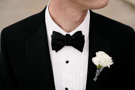 White Carnation, Black and White Striped Ribbon Boutonniere Ribbon Boutonniere, Carnation Boutonniere, White Tie Wedding, Nz Wedding, Chelsea Wedding, White Carnation, Spring Summer Wedding, Wedding Flower Ideas, White Wedding Flowers