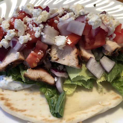 Chicken Souvlaki Gyro Style Chicken Slovaki, Greek Sandwich, Balsamic Vinaigrette Salad, Greek Kitchen, Chicken Gyro, Greek Gyros, Homemade Tzatziki Sauce, Chicken Grilled, Chicken Souvlaki