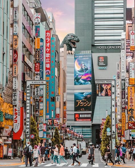 H A R T A N T O’s Instagram post: “How are you, GODZILLA? 🦖🦖🦖 . #HungryFever #GodzillaHead . #VisitJapan #VisitJapanJP #Japan #Shinjuku #Tokyo” Shinjuku Aesthetic, Japan Tokyo City, Godzilla City, Tokyo Japan Aesthetic, Godzilla Tokyo, Japan Tokyo Aesthetic, Japan Shinjuku, Aesthetic Tokyo, Japanese Vibes