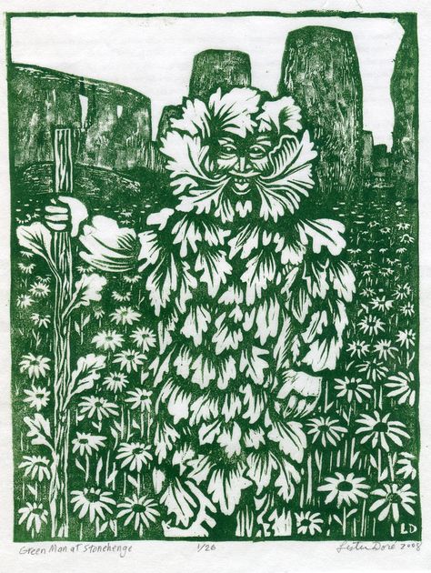 The Green Man at Stonehenge Green Man Illustration, The Green Man Pagan, The Green Man, Green Man Tattoo, Nature Witch, Green Knight, Man Illustration, Engraving Illustration, Forest Spirit