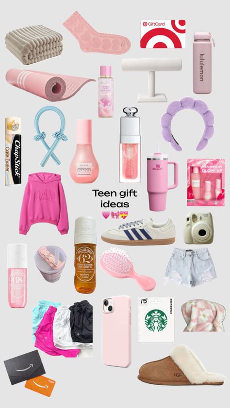 Teen gift ideas! 💗🎀💝 Christmas Gift Ideas 11-13, Gift Ideas For Teens Girls Birthday, Presents For Teenagers Girl, Preppy Teen Gifts, Brr Basket For Teen Girl, 16 Bday Present Ideas, Preppy Gift Ideas For Teens, Christmas Gifts For 15 Year Girl, Good Gifts For Teenage Girls Ideas