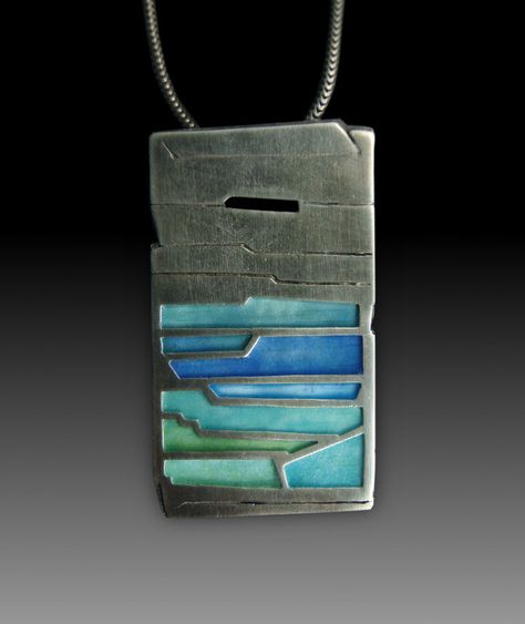 425 Unusual Jewelry Silver, Tab Setting, Rock Layers, Enameled Jewelry, Enamel Pendants, Silver Jewelry Accessories, Contemporary Jewelry Design, Moms Crafts, Beachglass Jewelry