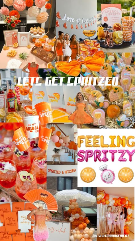 #spritzed #aperol #zesty #letsgetspritzed #spritzandhitched #zestycitrus #eurosummer #bacheloretteparty #jleventmanagement #hensnight #bach #party #bridalparty 70’s Theme Bachelorette Party, Last Spritz Bachelorette, Love At First Spritz Bachelorette, Spritz Bachelorette Theme, Spritz Themed Party, Aperol Spritz Bachelorette Party, Spritz Party Theme, Hens Party Ideas Themes, Aperol Spritz Party Theme