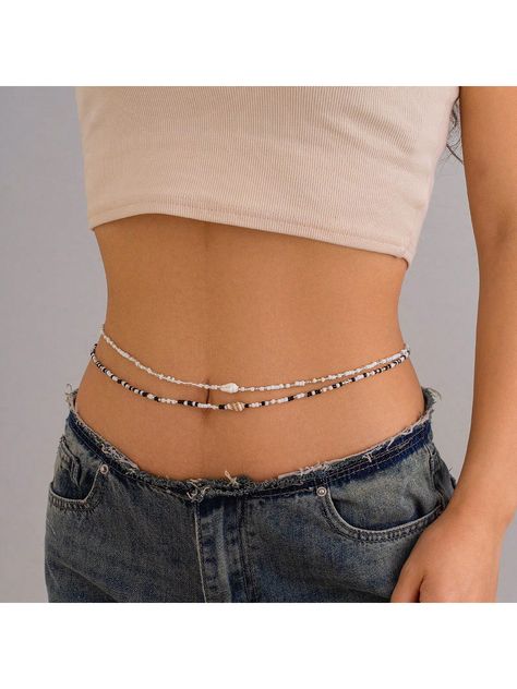 2pcs Summer Beachy Rice Bead Belly Chain (Random Color Order)I discovered amazing products on SHEIN.com, come check them out! Belly Chains Beads, Shell Waist Chain, Beaded Belly Chain, Mermaid Dreams, Rice Bead, Belly Chain, Waist Chain, Random Color, Amazing Products