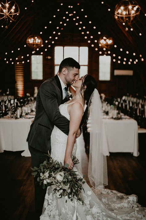 Indoor wedding portraits on a rainy day for a minimalist barn wedding   #weddingphotos #virginiawedding #barnwedding #weddingportraits #brideandgroom #rainywedding #weddingposes #rusticwedding #receptiondancing #weddingideas #weddinginspiration #farmwedding #weddingvenue #48fields Indoor Fall Wedding, Loft Wedding Ceremony, Blue Spring Wedding, Rainy Wedding Photos, Dark And Moody Wedding, Indoor Wedding Photos, Rainy Spring, Barn Wedding Photos, Indoor Wedding Ceremonies