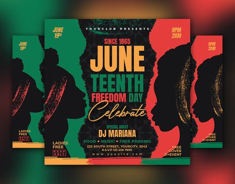 Juneteenth Celebration Flyer on Behance Juneteenth Social Media Post, Juneteenth Flyer, Juneteenth Graphic, Juneteenth Celebration, Festival Flyer, Free Cover, Heritage Month, Event Food, Design Ui