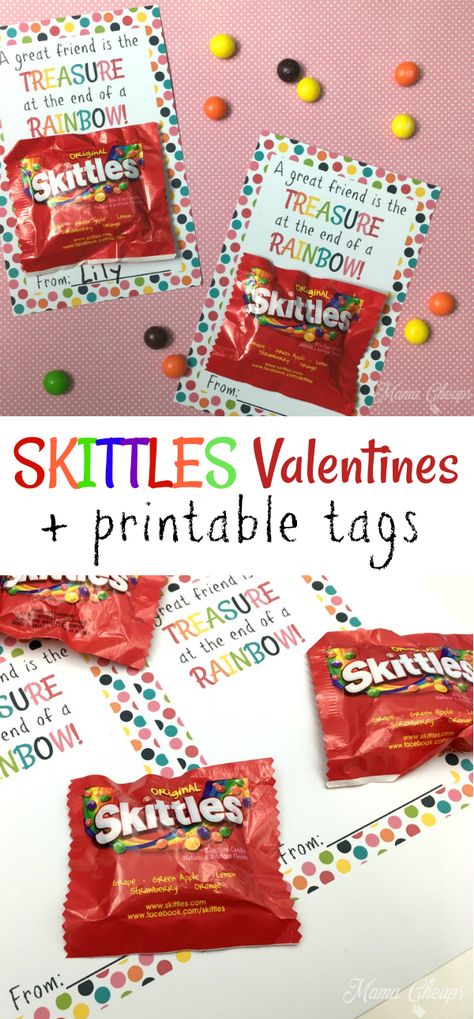 Easy Skittles Valentines with printable cards!! https://www.mamacheaps.com/2018/02/skittles-valentines-printable-cards.html Skittles Valentines, Skittles Gift, Kids Valentines Day Treats, Pinterest Valentines, Roses Valentine, Valentines Bricolage, Valentines Printable, Valentinstag Party, Valentine Gifts For Kids