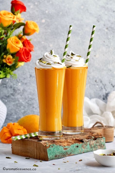 Mango Shake | How To Make Mango Milkshake Waffle Pizza, Mango Lassi Recipes, Mango Shake, Mango Milkshake, Lassi Recipes, Best Milkshakes, Easy Healthy Smoothies, Mango Ice Cream, Mango Lassi