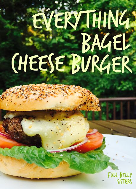 Everything Bagel Burger, Bagel Burger Ideas, Bagel Burger, Burger Board, Deli Ideas, Onion Bagel, Bar Food, Bagel Recipe, Cheese Burger