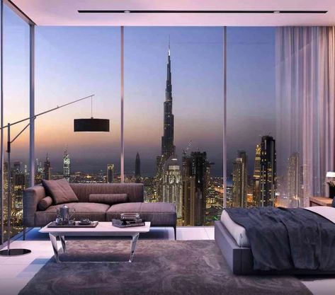 Bedroom Idea as seen in the Loft Room at SLS Dubai Hotel and Residences with unobstructed views of the world’s tallest building Burj Khalifa Luxury Apt, Apartamento New York, Apartment Painting, Style Aesthetics, Apartments In Dubai, Dubai Luxury, Loft Room, Dubai Hotel, Hotel Apartment