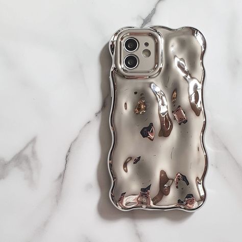 Metallic Phone Case, Iphone 15 Pro Phone Case, Wavy Phone Case, Silver Phone Case, Metal Phone Case, Metal Iphone Case, Xmas Vibes, Pinterest Predicts, Girly Iphone Case