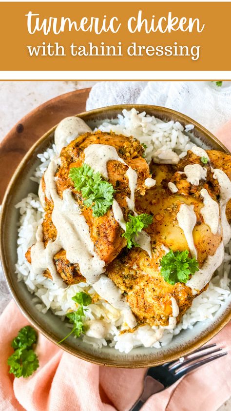 Chicken Tahini Recipes, Tumeric Chicken Recipe, Honey Tumeric Chicken Recipes, Lemon Tahini Chicken, Honey Turmeric Chicken, Turmeric Chicken And Rice, Tumeric Chicken Recipes Healthy, Tumeric Chicken Recipes, Chicken Turmeric Rice