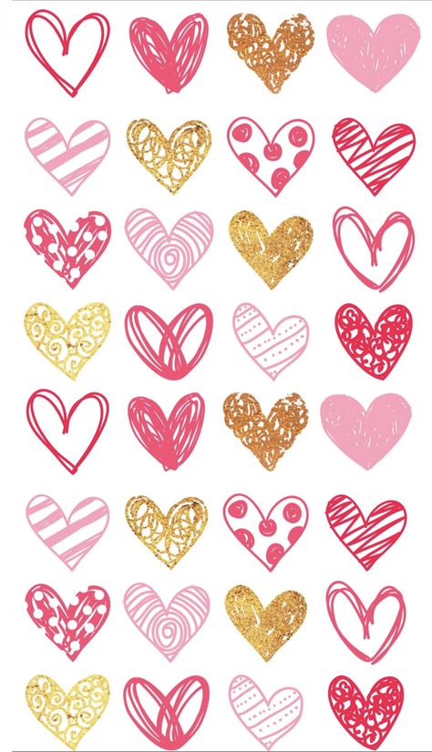 Hearts Stickers Printable, Wallpaper San Valentin, Valentine's Day Printables, Valentine Hearts, Valentines Wallpaper, Heart Wallpaper, Valentine Crafts, Scrapbook Stickers, Printable Stickers