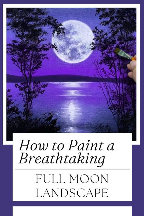 Are you ready to add a stunning and captivating full moon painting to your collection? Look no further than this acrylic painting tutorial designed for beginners. Learn how to bring your canvas to life as you follow step-by-step guidance on sketching, color mixing, and creating an illusion of light. From the initial composition to the finishing touches, this tutorial covers everything you need to know to create a breathtaking moonlit landscape. Not only will you gain valuable skills in... Full Moon Painting Acrylic Easy, Free Painting Tutorial Step By Step, Moon Painting Acrylic, Full Moon Landscape, Sketching Color, Full Moon Painting, Moonlit Landscape, Painting With Acrylics, Moon Landscape