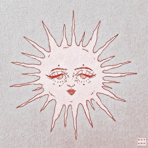 Hippy Sun Drawing, Sun With Face Art, Trippy Sun Tattoo, Trippy Sun Drawing, Sun With Face Drawing, Sun Drawing Aesthetic, Sun Pfp, Sun Doodle, Spiritual Drawings