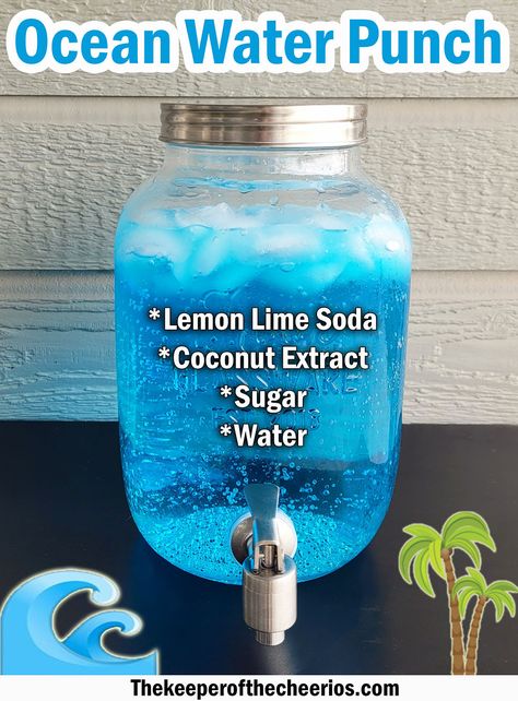 Ocean Water Drink, Sonic Ocean Water, Coffee Shop Drinks, Boat Snacks, Magical Backyard, Blue Punch, Pudding Dessert, Drink Recipes Nonalcoholic, Blue Food Coloring