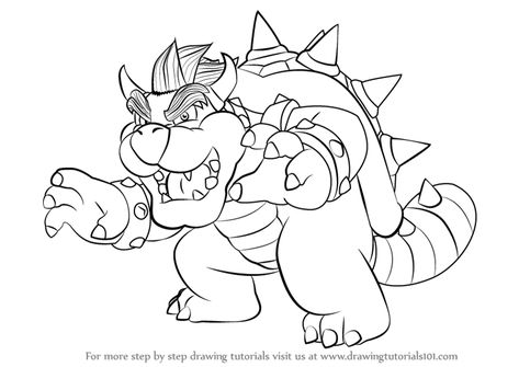 Step by Step How to Draw Bowser from Super Mario : DrawingTutorials101.com Bowser Printable, Mario Coloring, Super Mario Coloring Pages, Superhero Coloring, Mario Coloring Pages, Detailed Coloring Pages, Princess Drawings, Hand Crafts For Kids, Cool Sketches