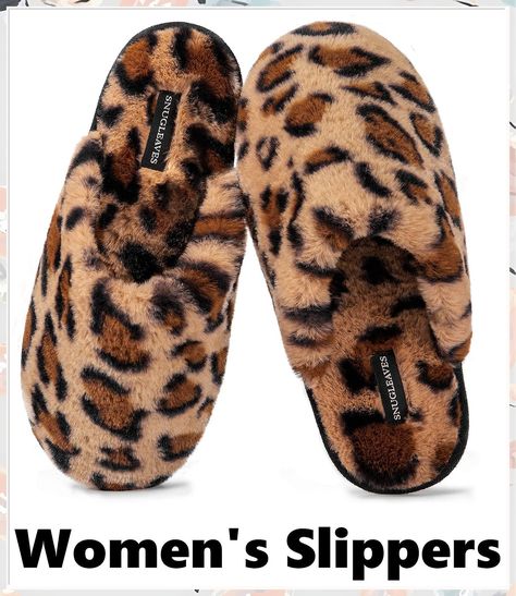 Snug Leaves Women's Fuzzy House Memory Foam Slippers, Furry Faux Fur Lined Bedroom Shoes, Cozy Indoor Slide Slide Bedroom, Indoor Slides, Foam Slippers, Casual Slippers, Brown Leopard, Women's Slippers, House Shoes, House Slippers, Amazon Finds