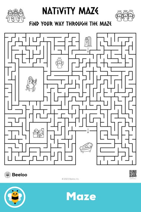 Advanced nativity-themed maze for kids ages 8 and up Nativity Activity Sheets, Christmas Sermon Notes For Kids, Christmas Mazes For Kids Free Printables, Nativity Worksheets, Nativity Activities For Kids, Christian Activities For Kids, Jesus Notes, Kids Church Christmas, Bible Mazes