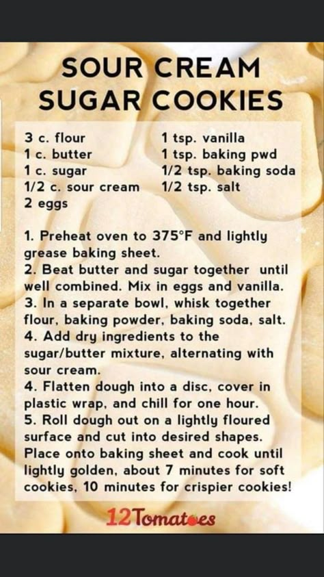 Sour Cream Cookies, Soft Sugar Cookie Recipe, Sour Cream Sugar Cookies, Cut Out Cookie Recipe, Best Sugar Cookie Recipe, Sour Cream Recipes, Best Sugar Cookies, Soft Sugar Cookies, Cutout Sugar Cookies