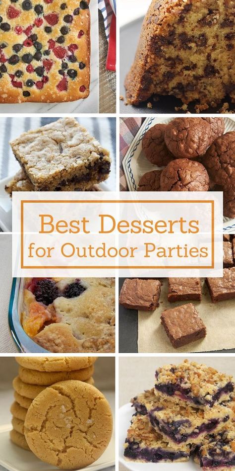 Don't fret over melting desserts and drippy frostings with these desserts that work well for outdoor gatherings. - Bake or Break Desserts For Summer, Cookout Desserts, Memorial Day Desserts, Finger Desserts, Picnic Desserts, Graduation Desserts, Bbq Desserts, Easter Desserts Recipes, Baking Desserts