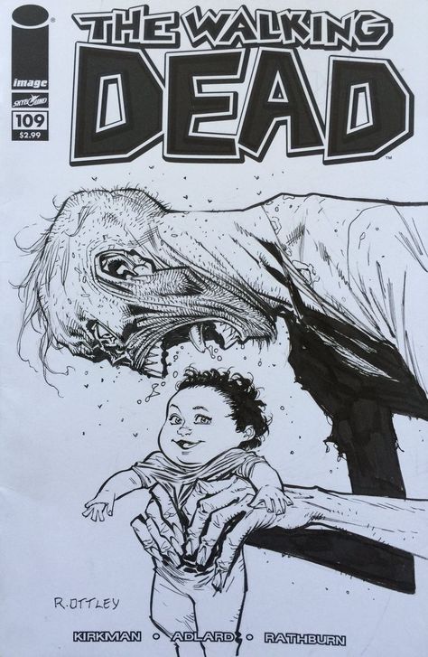 Ryan Ottley Sketch, Zombie Comic Art, Twd Comic Art, Zombie Drawing Reference, Zombie Apocalypse Drawing, Zombie Sketch, Zombie Comic, Ryan Ottley, Walking Dead Comic