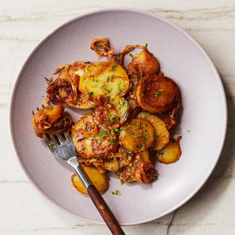 Lyonnaise Potatoes Recipe | Epicurious Unique Potato Recipes, Lyonnaise Potatoes, Buttery Potatoes, Epicurious Recipes, French Potatoes, Best Potato Recipes, Side Dishes For Chicken, Lemon Potatoes, Fall Foods